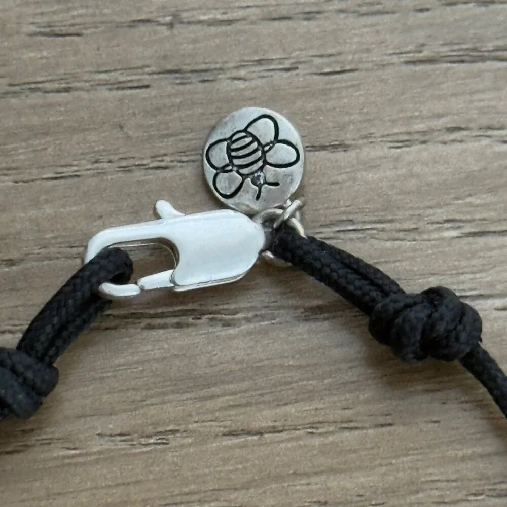 Handmade Black Cord Necklace Silver Tone Turquoise Color Beads Hook Clasp NOTE